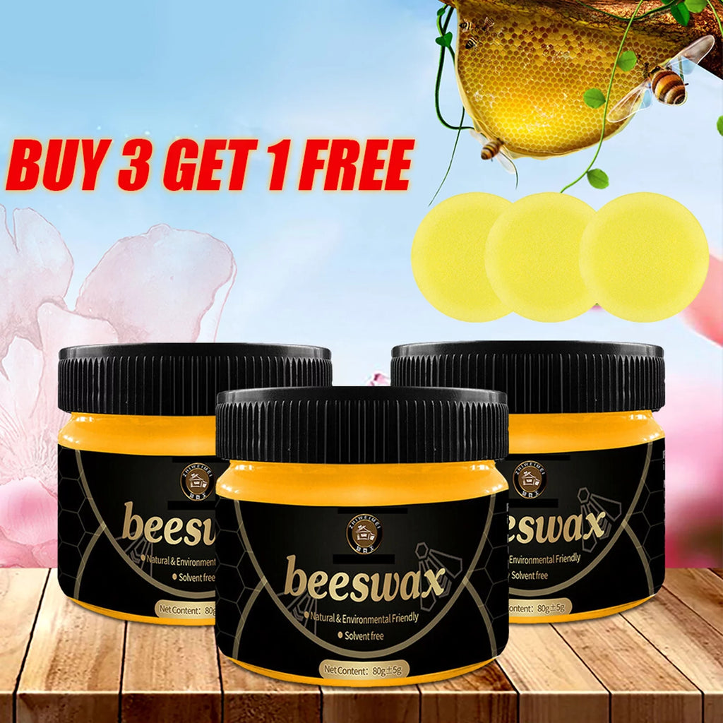 Natural Beeswax Wood Furniture Cleaner and Polish Set of 4 J9993