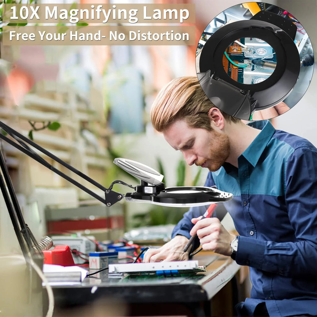 5-10X LED Magnifying Desk Lamp with Clamp V9153