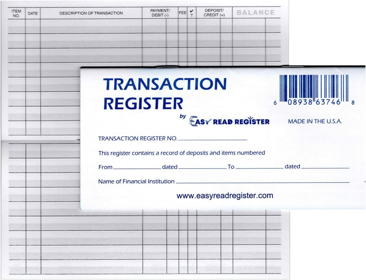 Checkbook Registers Ledger Transaction Log V29443