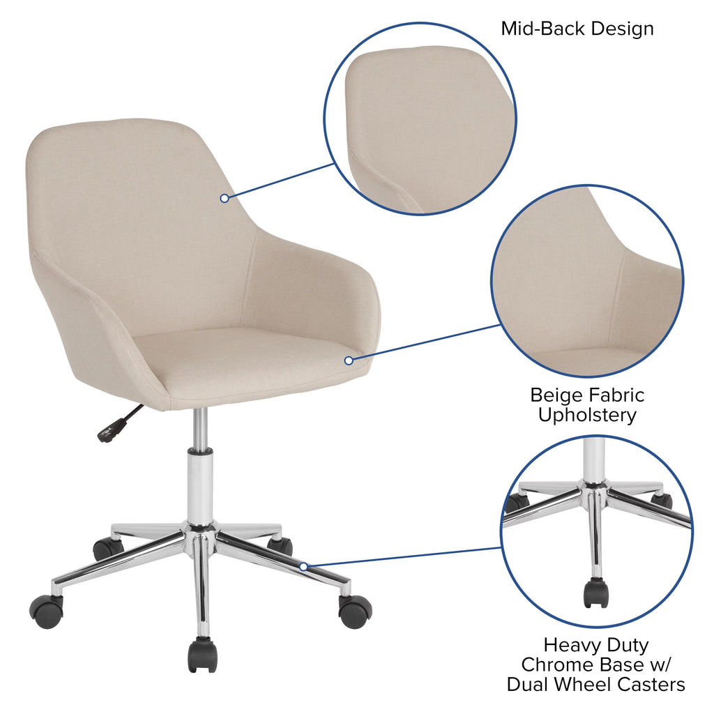Beige Fabric Mid-Back Chair L381863