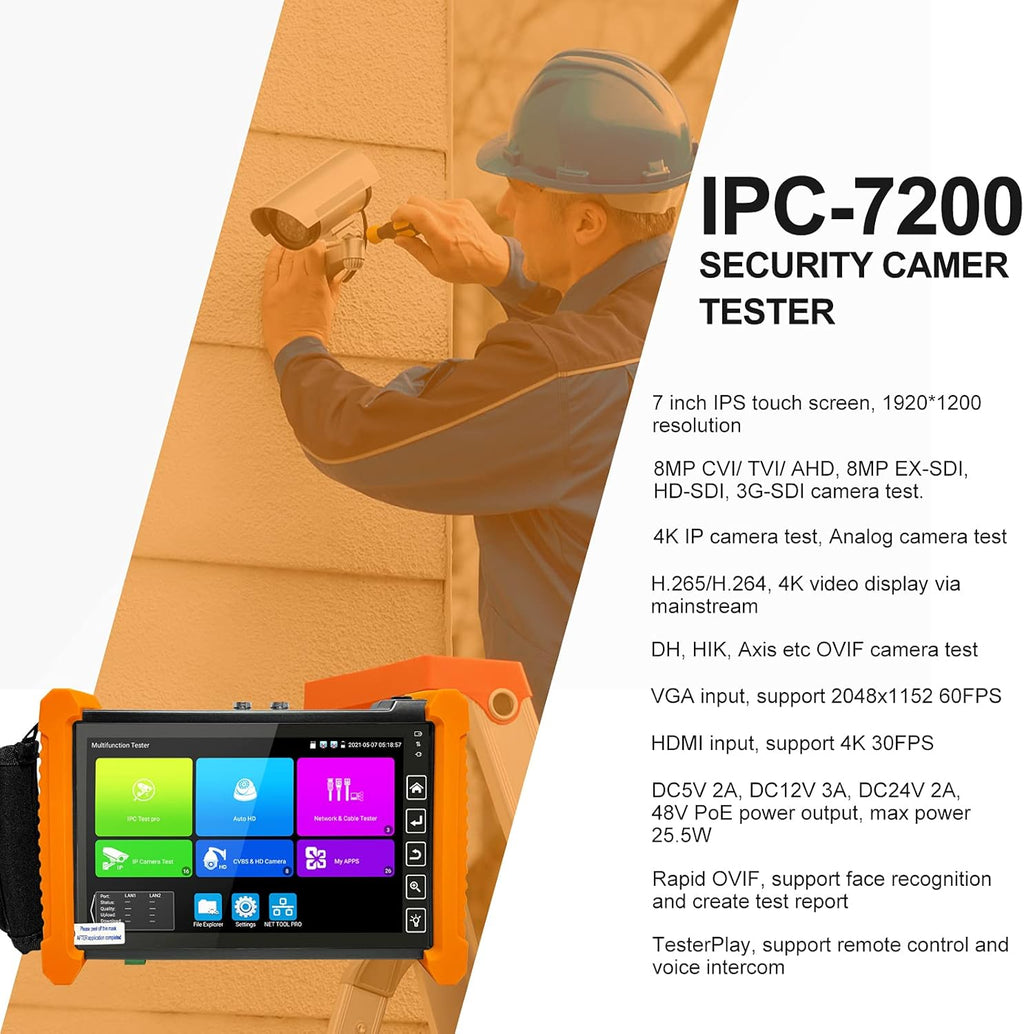 IP Camera Tester 8MP 7inch IPS Touch Screen POE WiFi 4K R603036