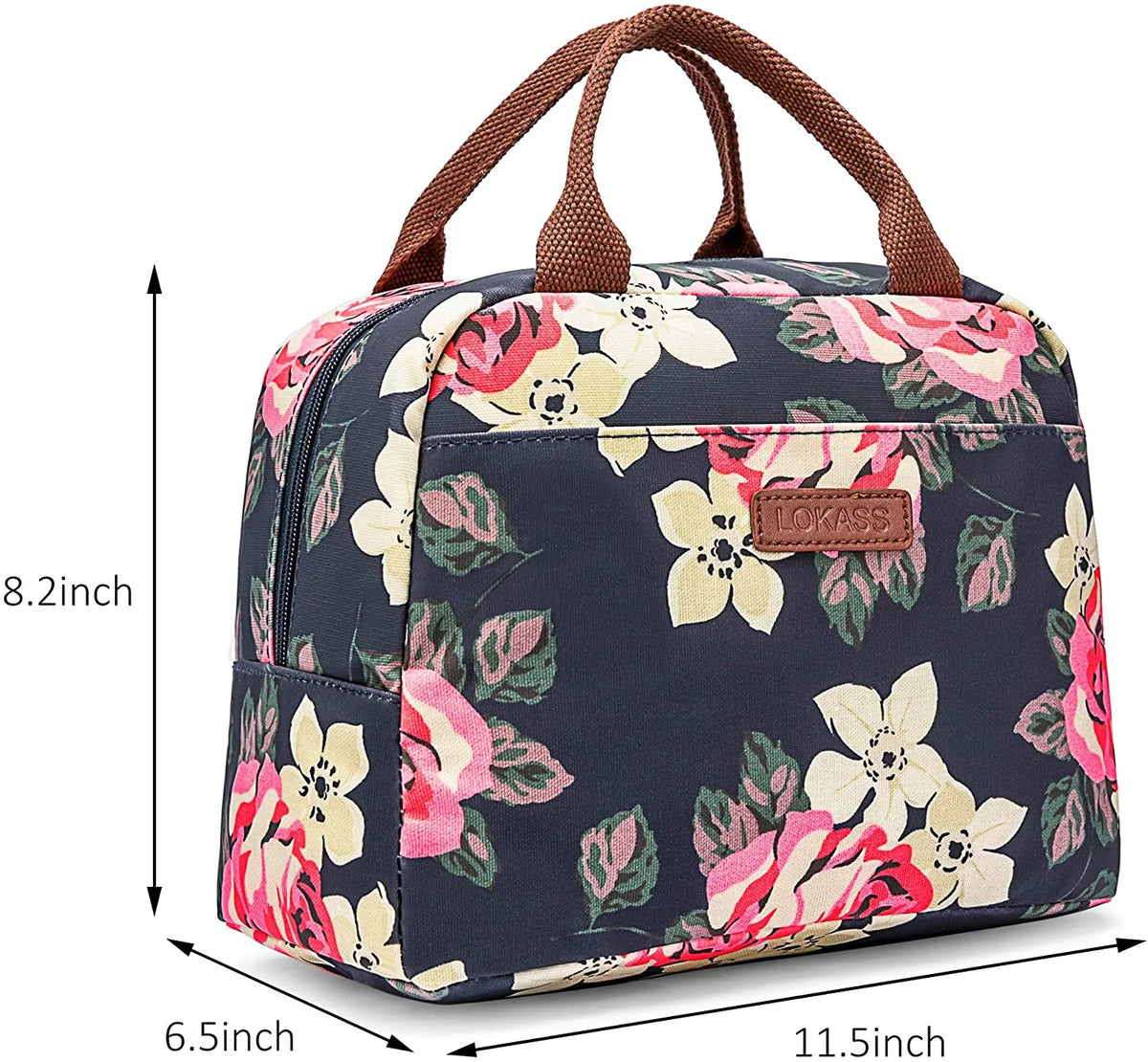 Insulated Lunch Bag Cooler Bag Thermal Lunch Box Water-resistant Tote Bag (Peony) Q329