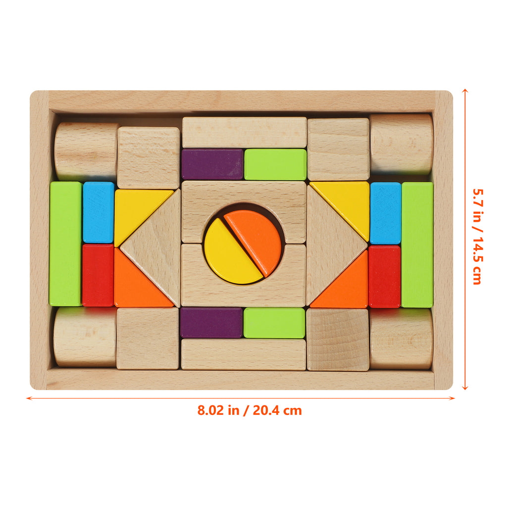 30 Pcs Wooden Building Blocks Stacking Toy B32230