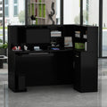 Black or White Marbled Wood L-shaped Reception Desk F36609