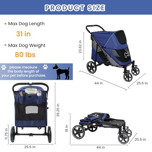 Navy Blue Pet Stroller with Access Ramp G98748