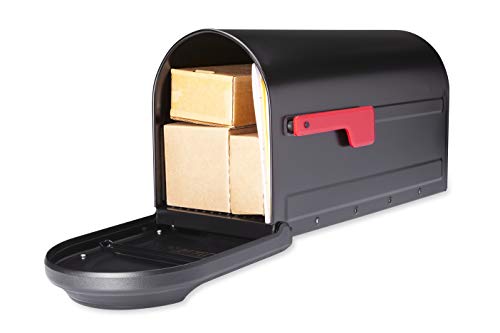 Galvanized Steel Post Mount Mailbox, Black, Large Capacity I246610