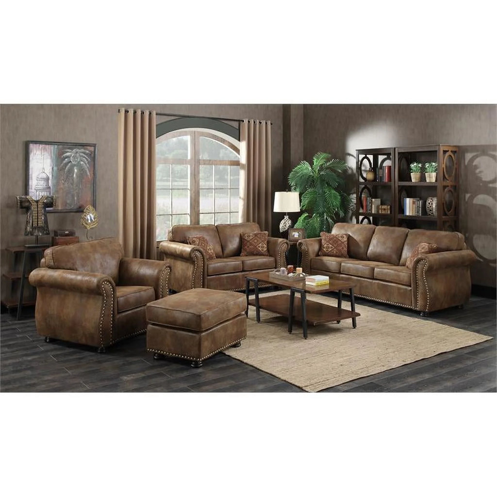 Brown Fabric Chair with Rolled Arm B648293