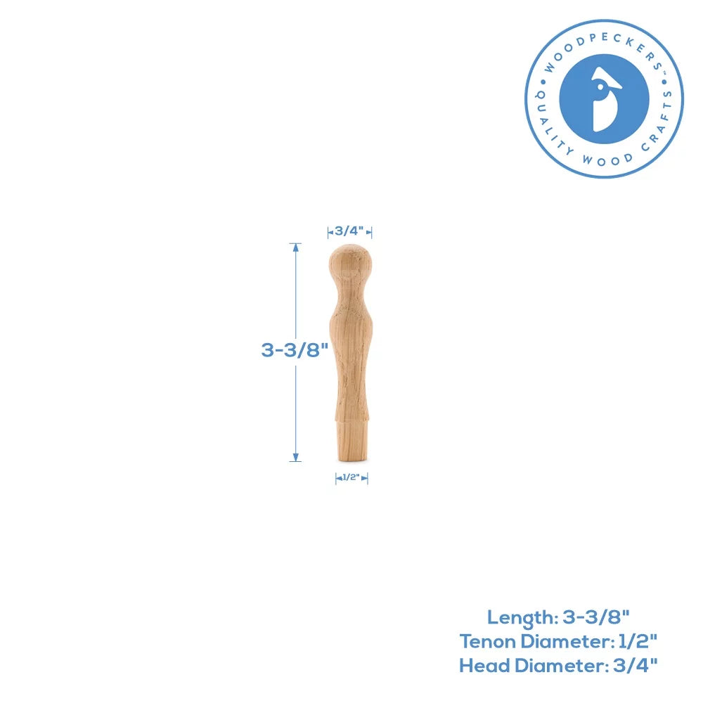 3-3/8 inch Unfinished Oak Wood Pegs, Pack of 100 L74768