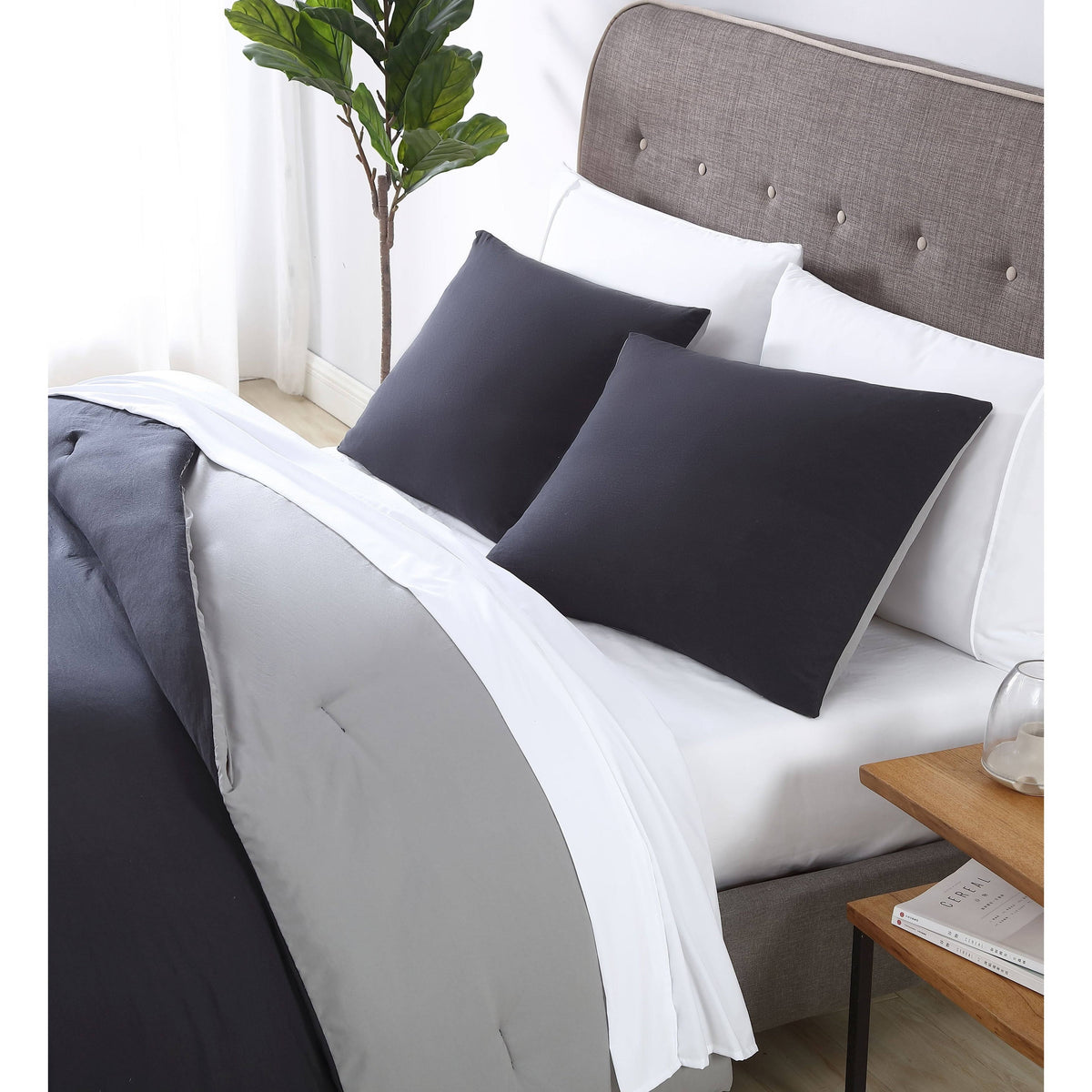 Twin Enzyme Washed 5-Pc. Bed Set Black/Grey T938869