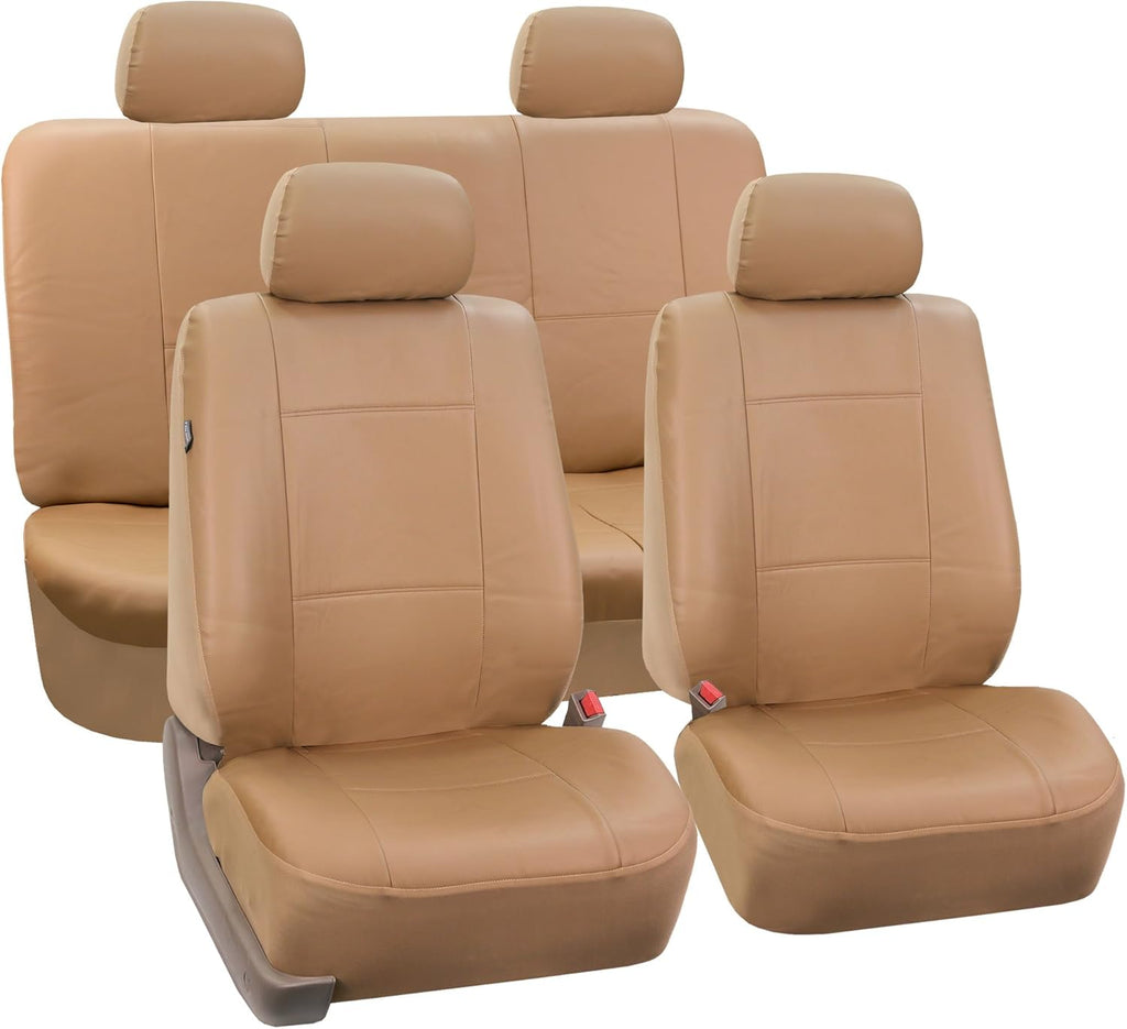 Tan PU Leather Car Front Bucket Seat Covers J61224