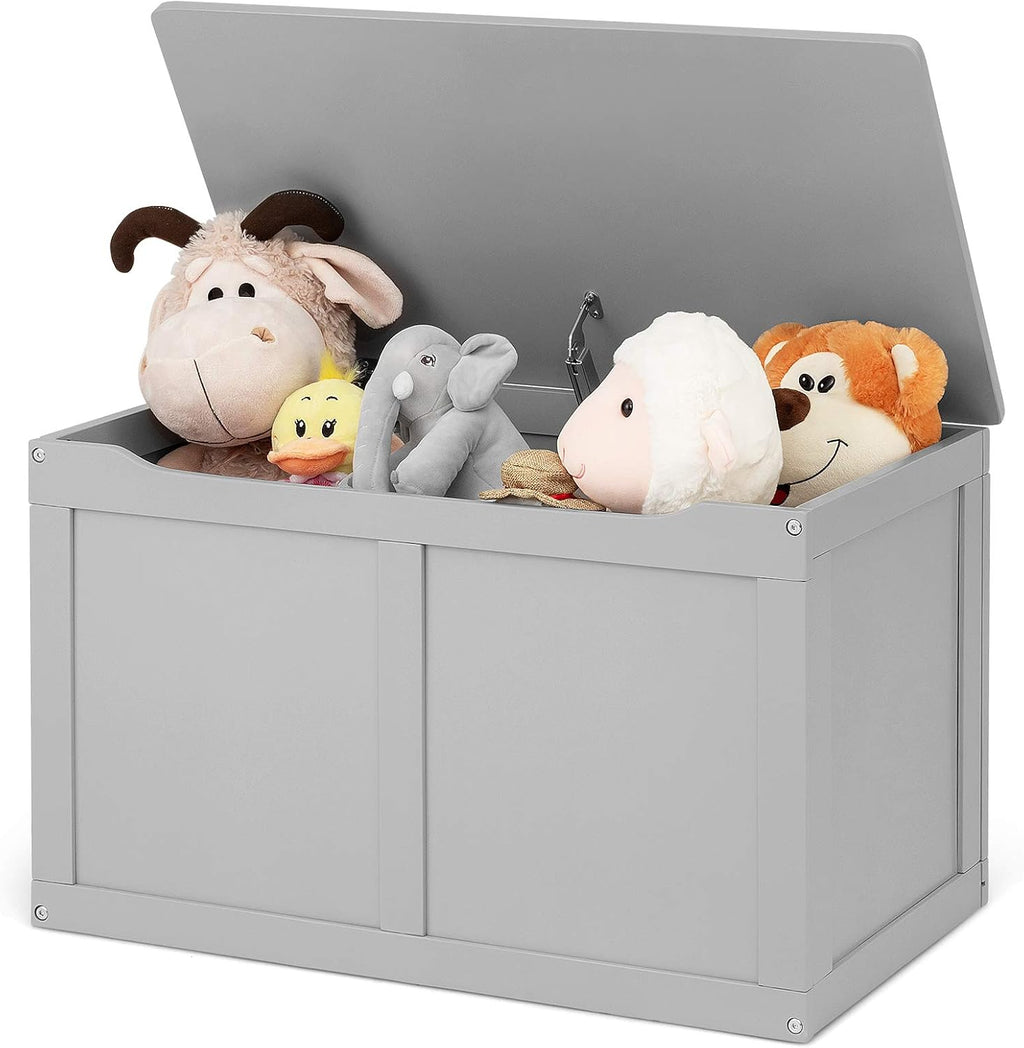White Wooden Kids Toy Storage Chest with Flip-Top Lid L9009