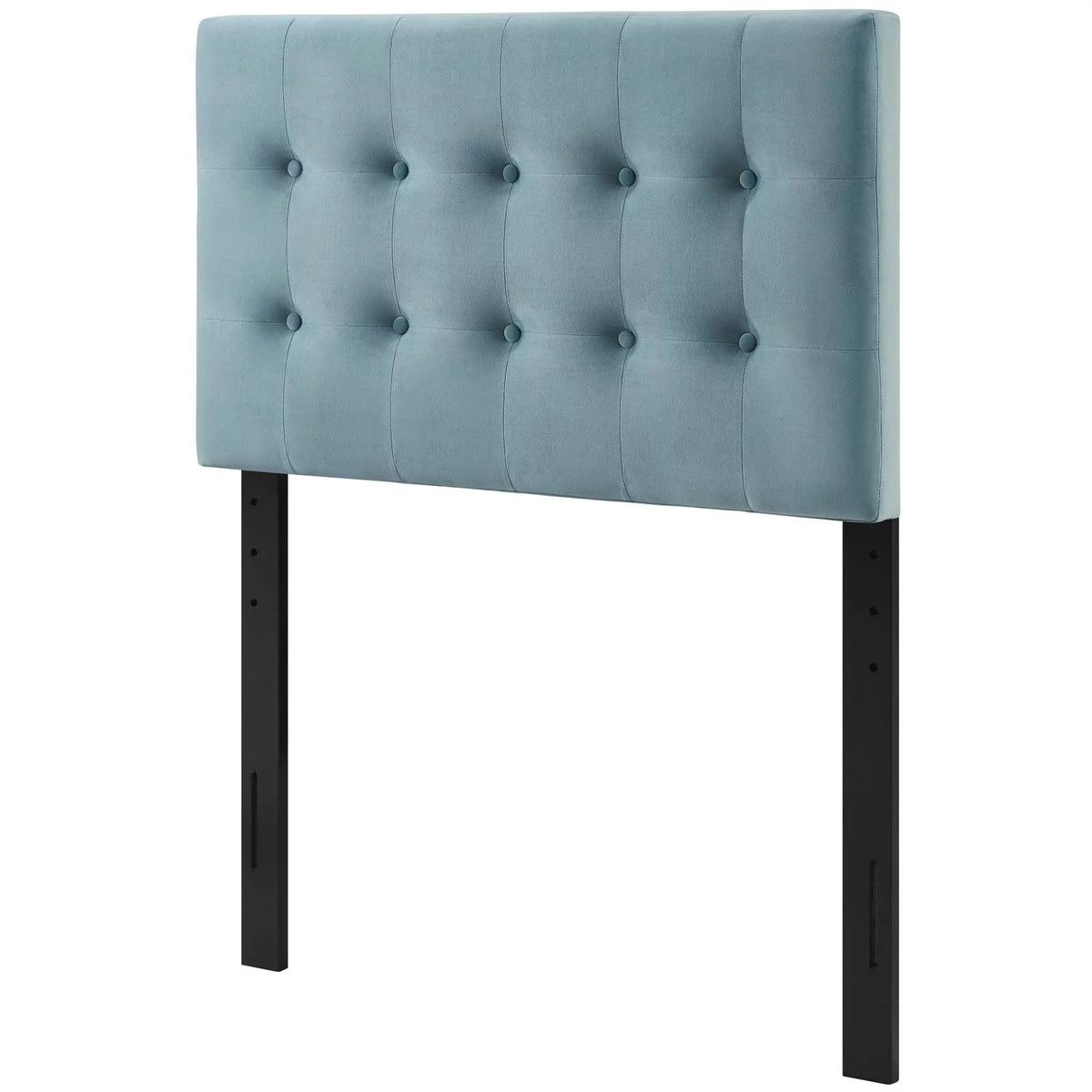 Light Blue Velvet Twin Size Tufted Headboard I457