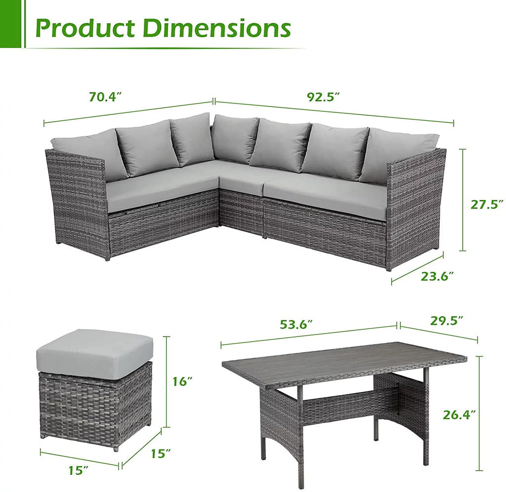 7 Piece Rattan Wicker Patio Conversation Set H357