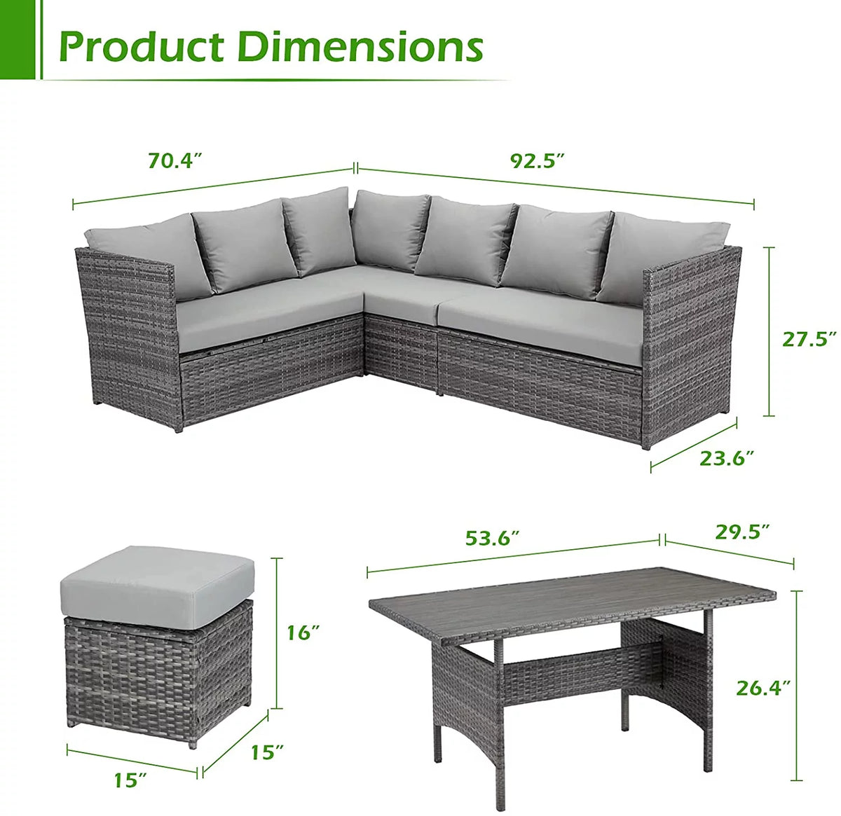 7 Piece Rattan Wicker Patio Conversation Set H357