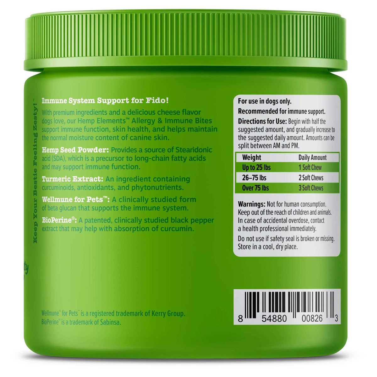 Hemp Cheese Allergy & Immune Bites for Dogs M3958