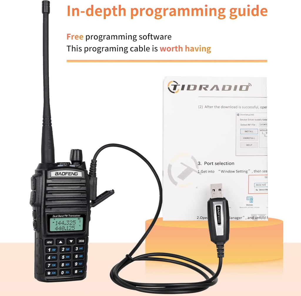 UV-82 High Power Portable 2 Way Radio with Extra 2800mAh Battery Full Kits (1 Pack-Black) B200