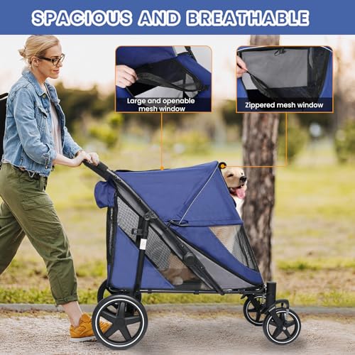 Navy Blue Pet Stroller with Access Ramp G98748