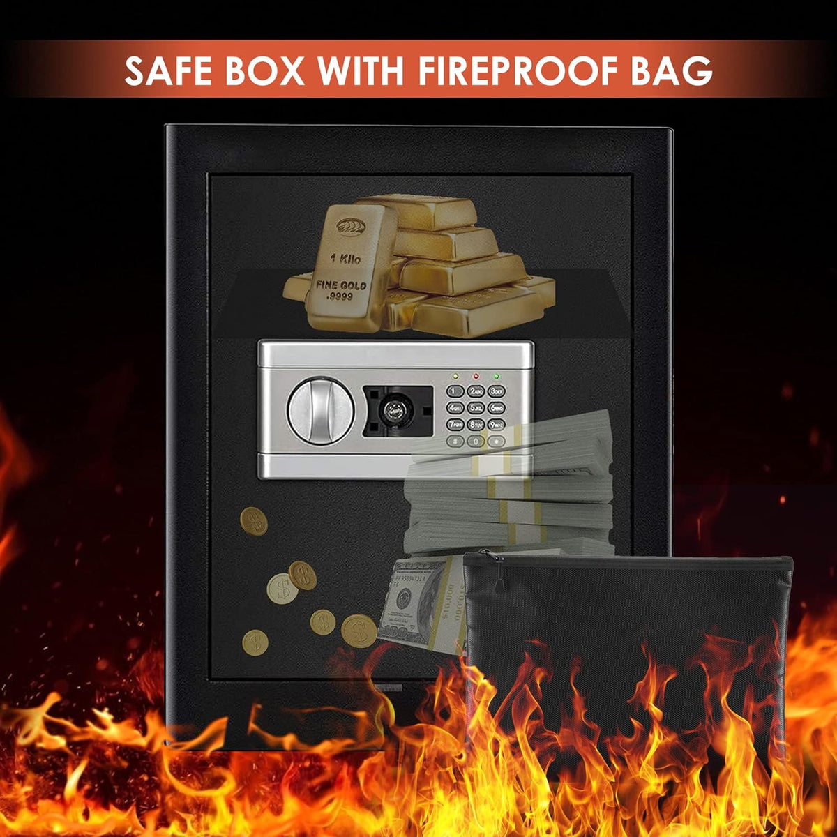 Fireproof Waterproof Digital Safe Box with Keypad Lock S171075