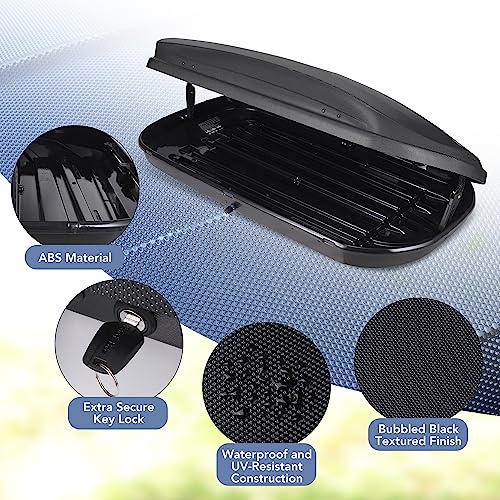 Black Dual-Side Opening Hard-Shell Roof Cargo Box Carrier U446