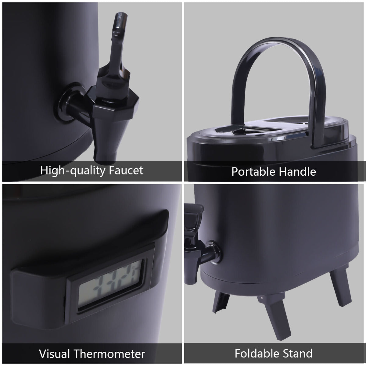 10L Insulated Stainless Beverage Dispenser with Thermometer Z5698