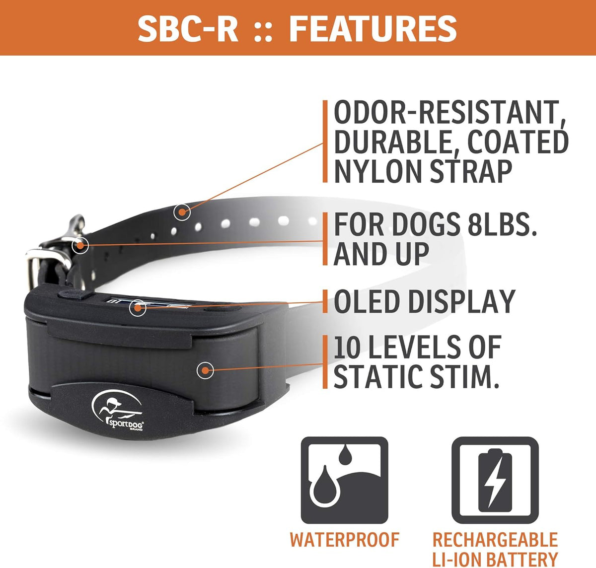 Rechargeable Waterproof Bark Collar for Dogs 8 lbs & up Z199526