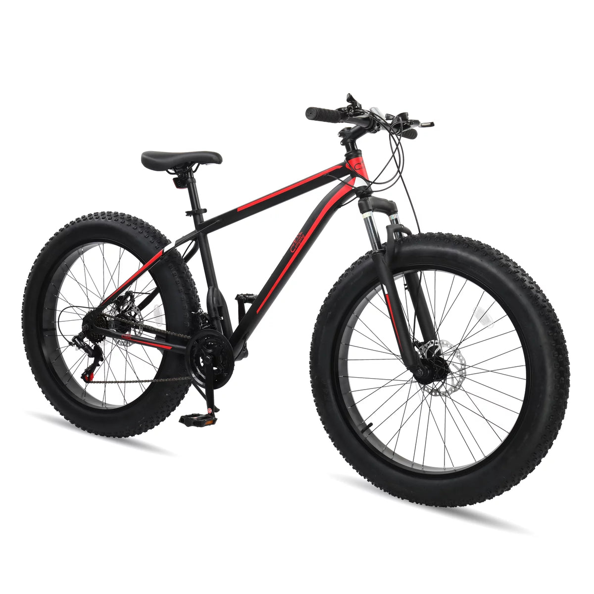Fat Tire Mountain Bike 21 Speeds High Carbon Steel Red Black M157512