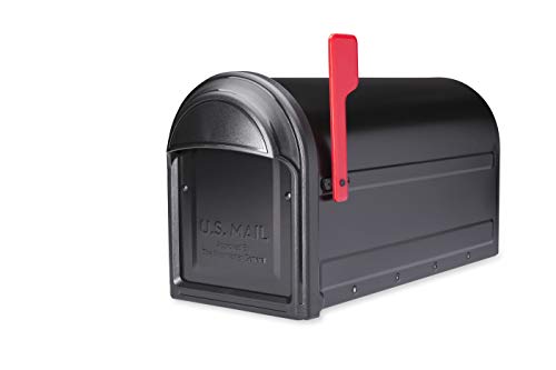Galvanized Steel Post Mount Mailbox, Black, Large Capacity I246610