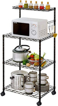 4-Tier Kitchen Baker’s Rack with Wire Mesh Shelves and Wheel Casters U145623