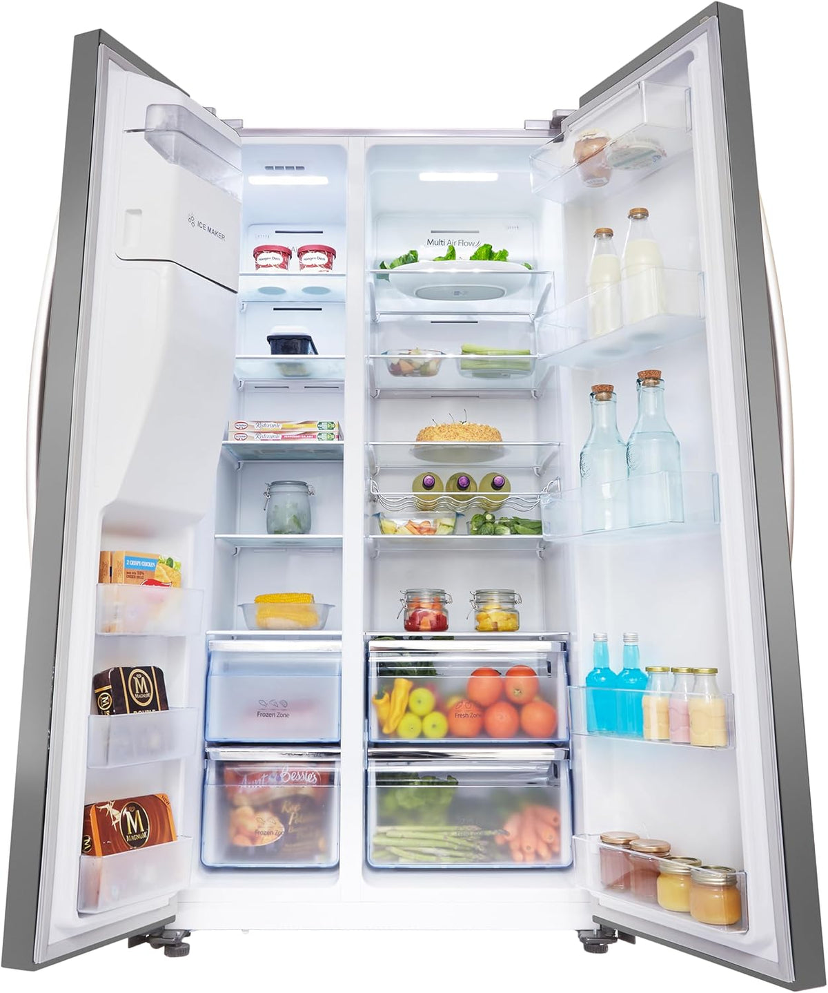 Stainless Steel Freestanding Side-by-Side Fridge Freezer with Water and Ice Dispenser N2788