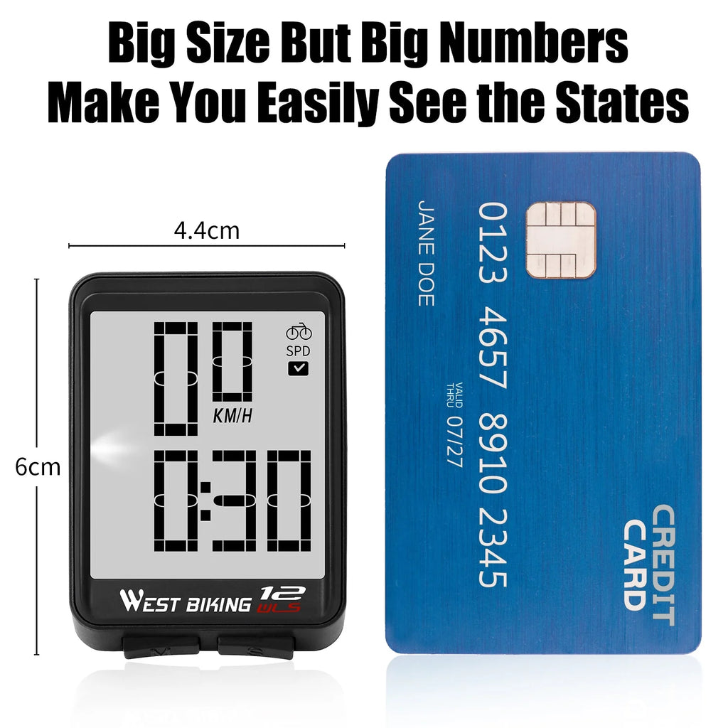 Black Wireless Bicycle Speedometer Y56250