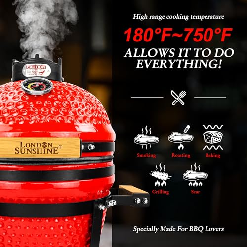 Red 13 inch Portable Ceramic Charcoal Kamado Grill K5532