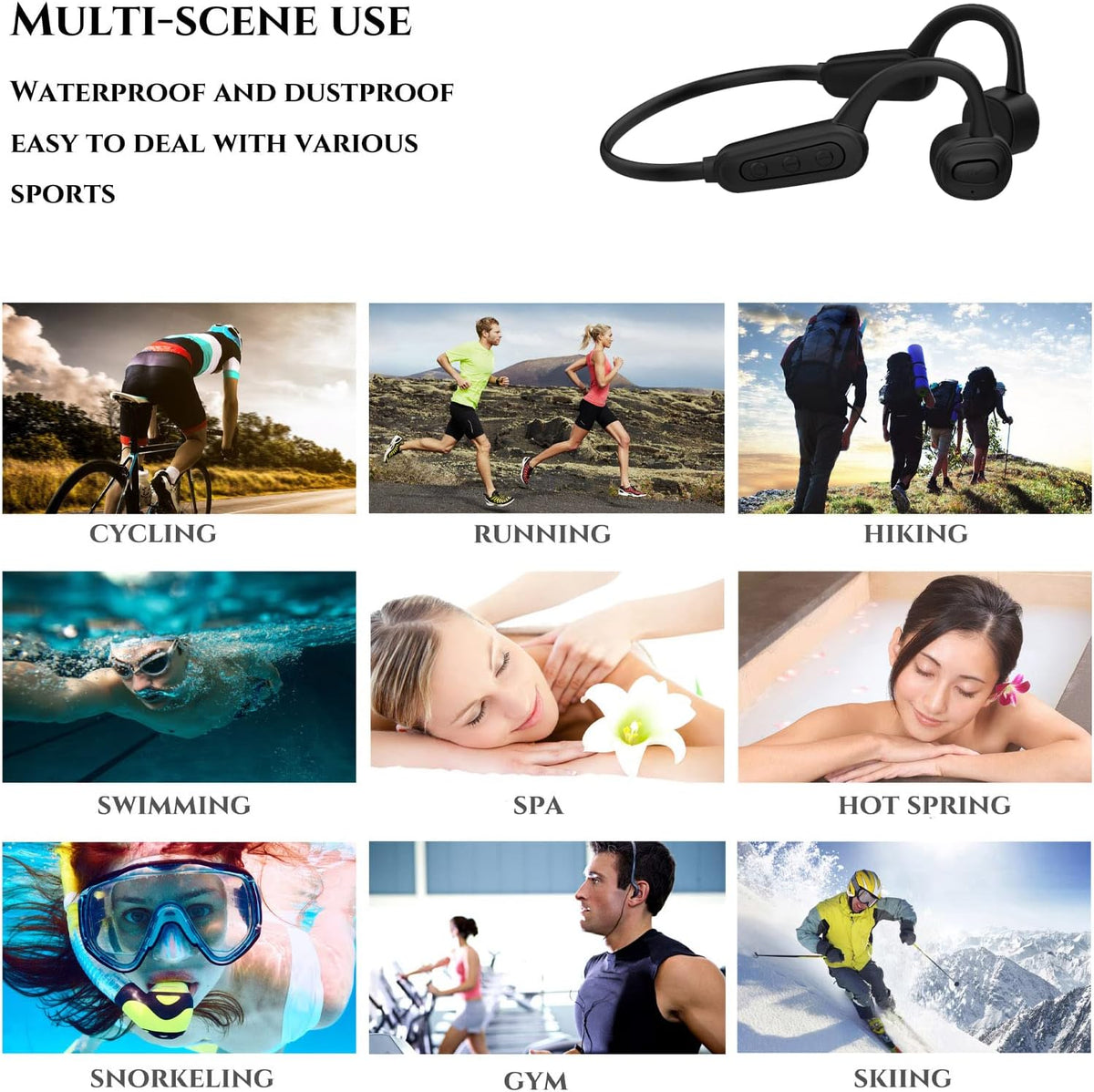 Bone Conduction Swimming Headphones IPX8 Waterproof 16GB Mp3 Player Open Ear R772