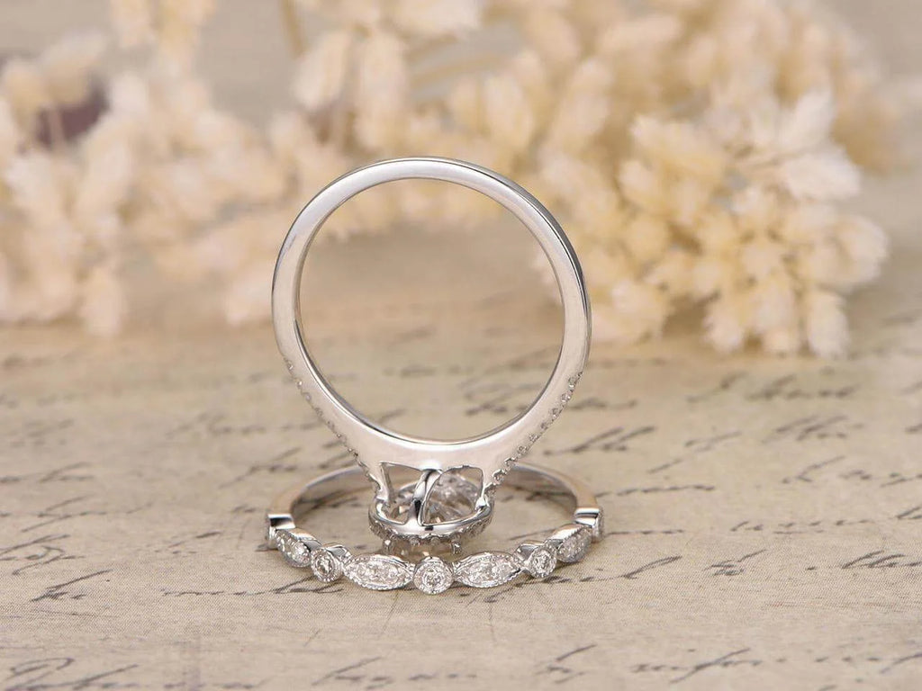 2.25 Carat Pear Cut Moissanite Wedding Ring Set with 18k Gold Plating G6078