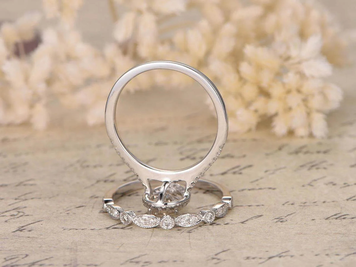 2.25 Carat Pear Cut Moissanite Wedding Ring Set with 18k Gold Plating G6078