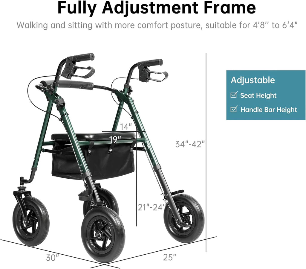 All-Terrain Rollator Walker with 10" Rubber Wheels C73065