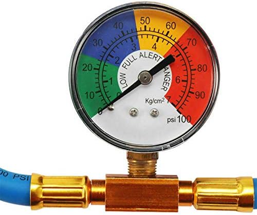 R134A AC Refrigerant Charge Hose Kit with 100PSI Pressure Gauge J600