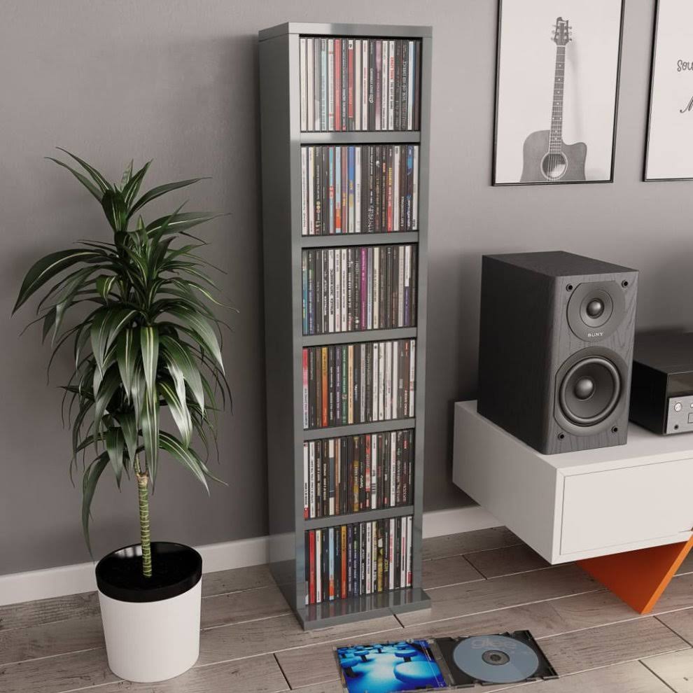 High Gloss Grey CD Cabinet S672062