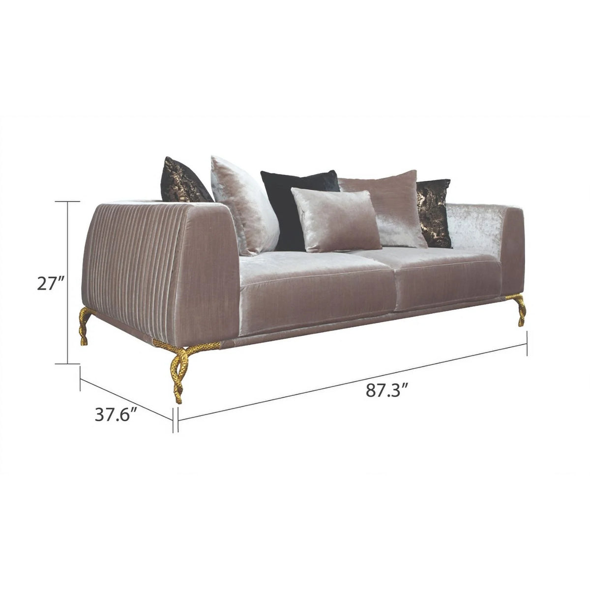 Ivory Velvet 2PC Living Room Set with Wood O456247
