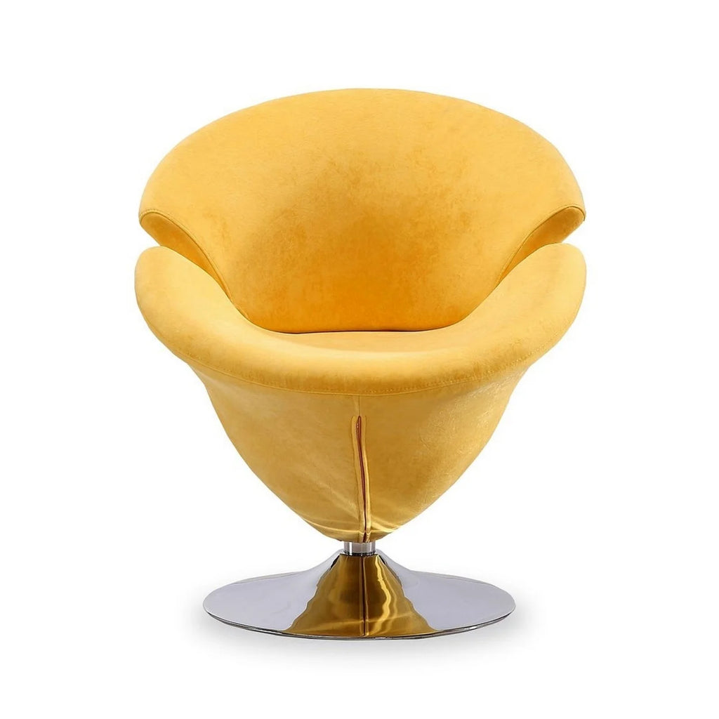 Tulip Yellow Velvet Swivel Accent Chair (Set of 2) F976806
