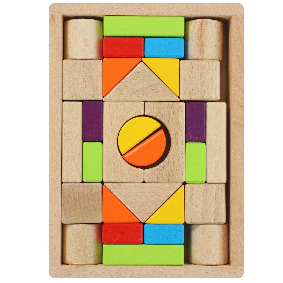 30 Pcs Wooden Building Blocks Stacking Toy B32230