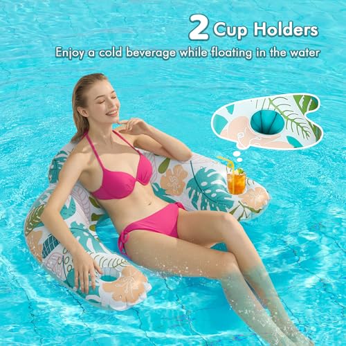 4 Pack Inflatable Pool Floats with Two Cup Holders N7081