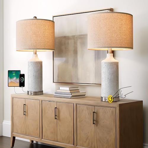 24” Table Lamps Set of 2, 3-Way Dimmable with USB A+C Q3394
