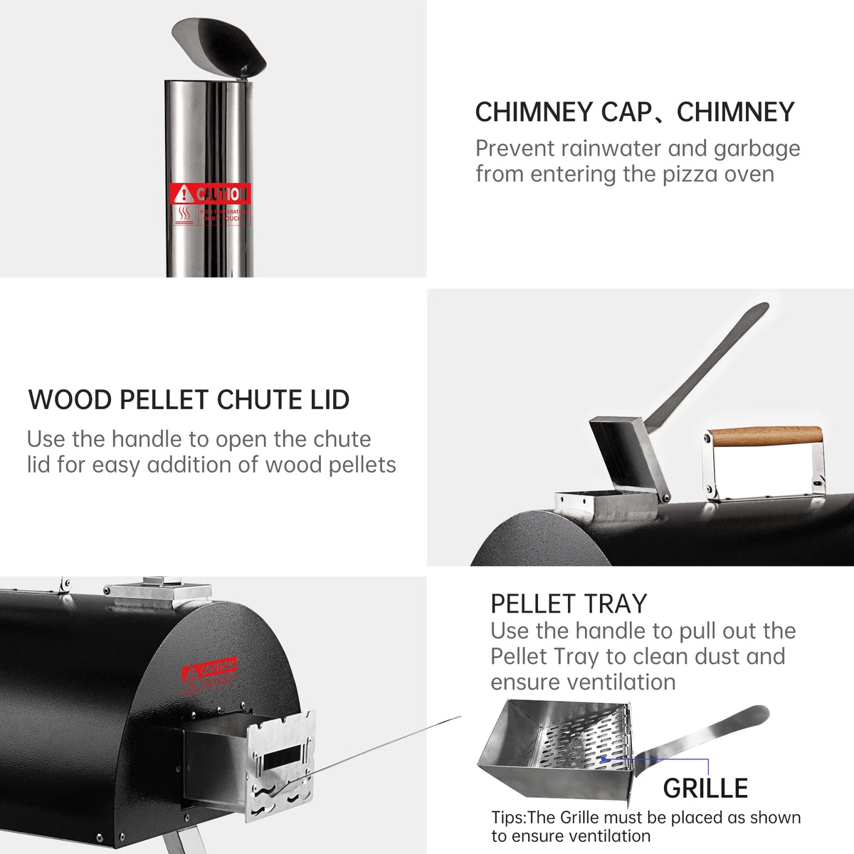 Portable Black Stainless Steel Wood Fired Pizza Oven with Carry Bag M513