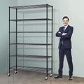 6-Tier NSF Certified Wire Shelving Unit on Wheels Black O156