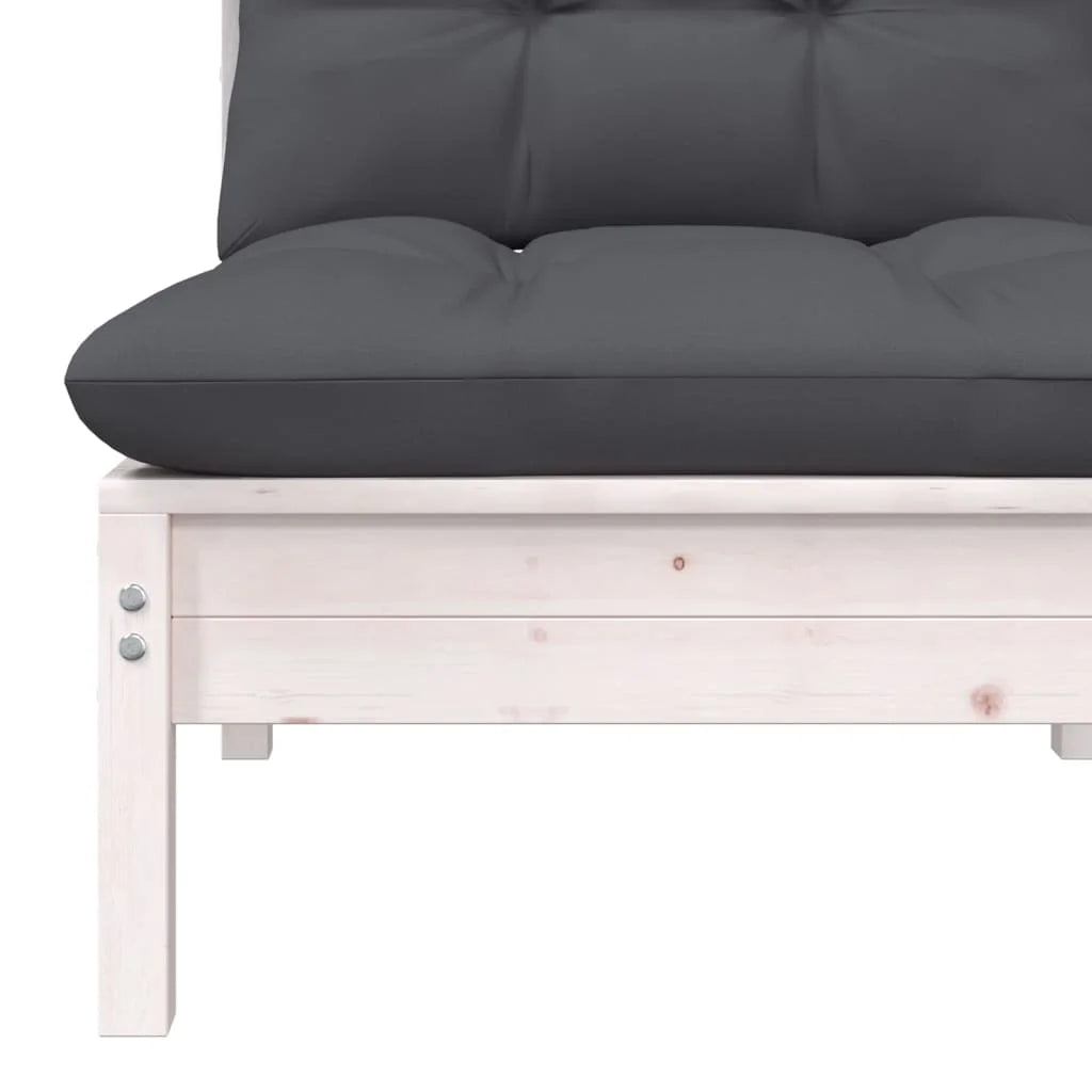 White Solid Pinewood Patio Sofa with Cushions V668720