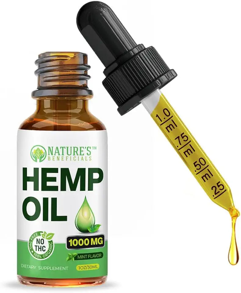 Organic Hemp Oil Extract Drops 1000mg Omega 3 6 9 Non-GMO F6685