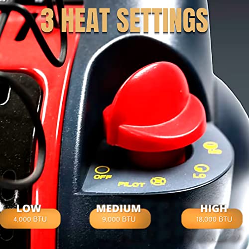Portable Propane Heater Bundle with 10-Feet Hose and Tank Refill Adapter, 4,000 9,000 18,000 BTU (3 Items) N528050