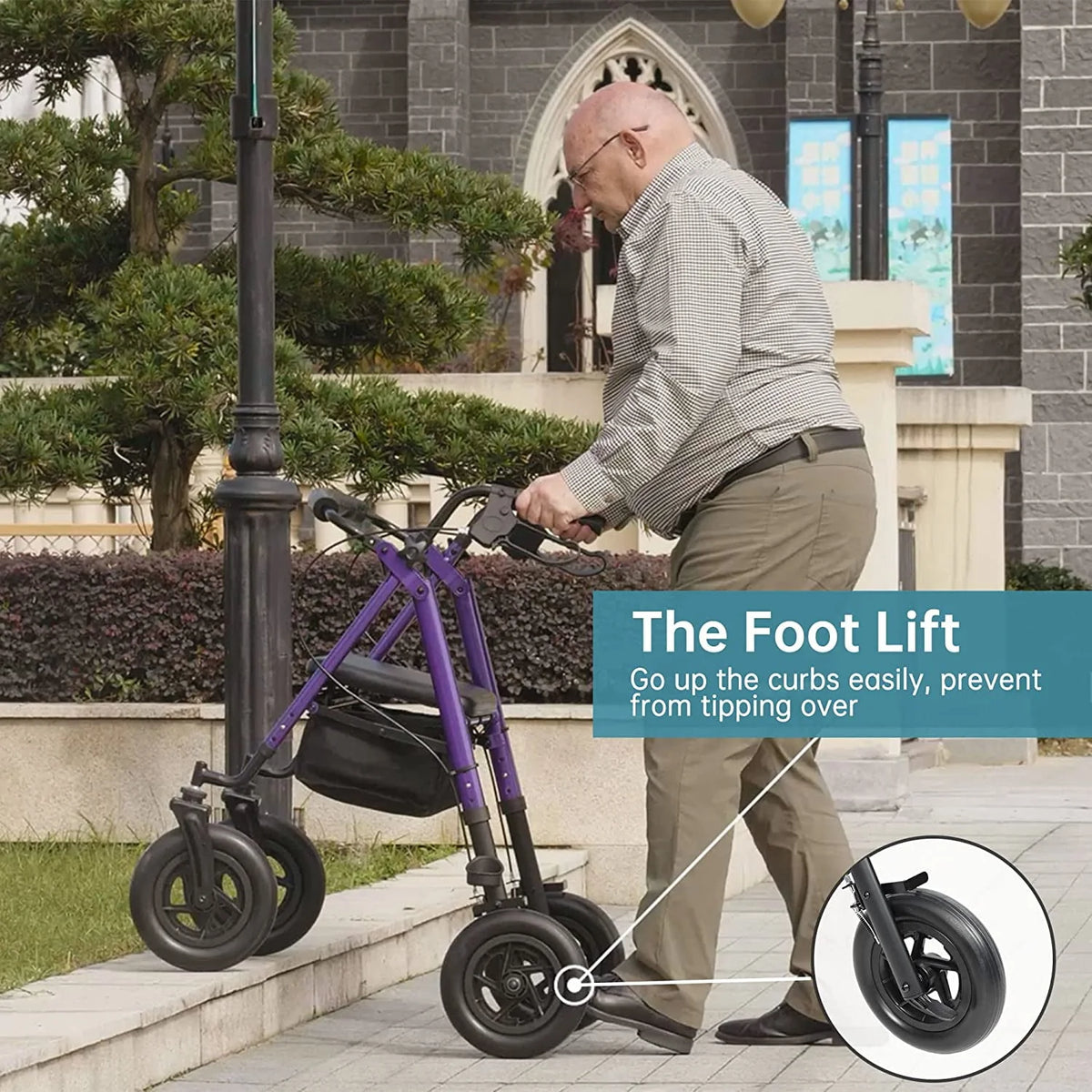 All-Terrain Rollator Walker with 10" Rubber Wheels C73065