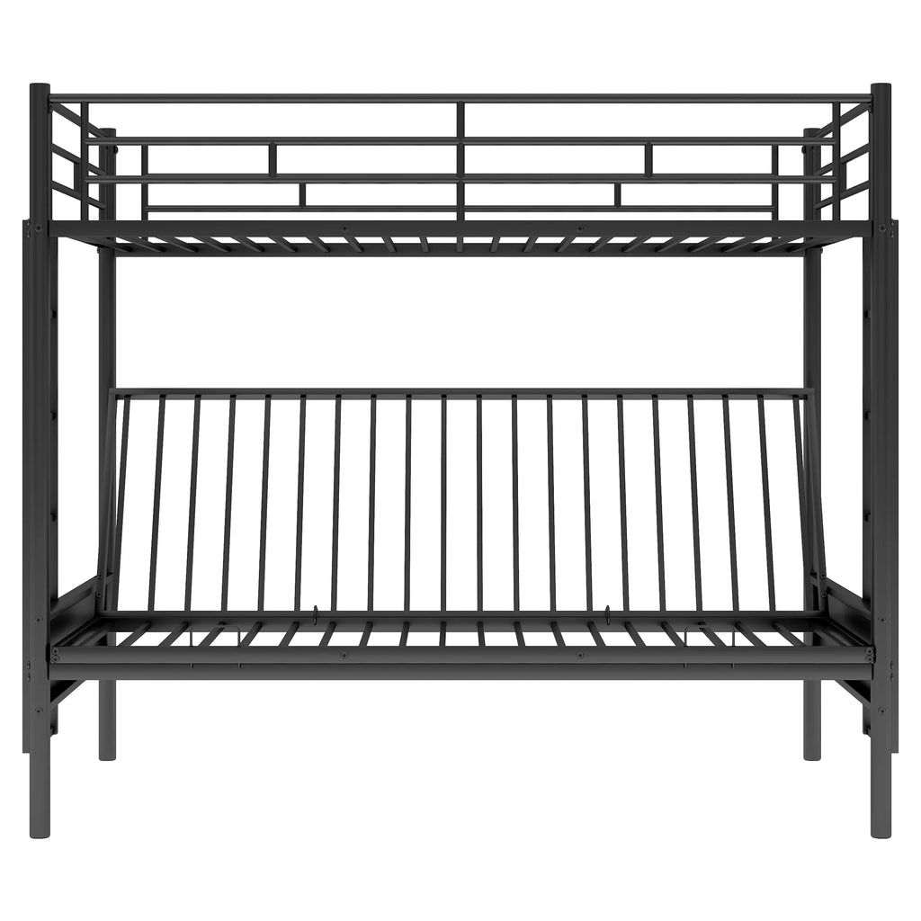 Black Twin Size Metal Loft Bed with Convertible Lower Bed P7135