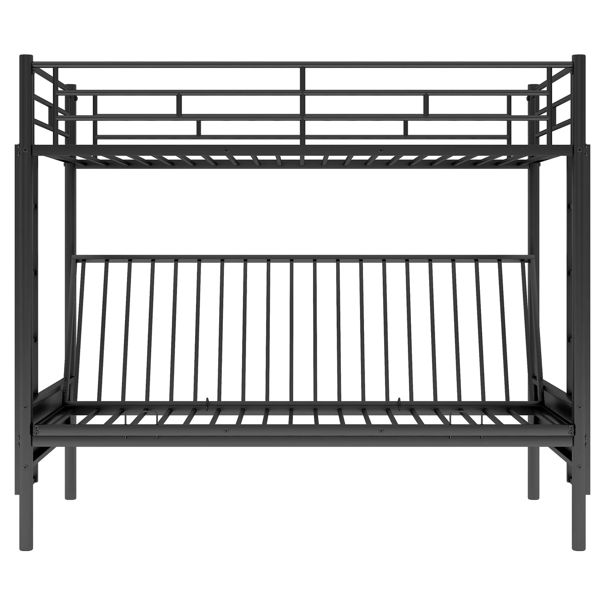 Black Twin Size Metal Loft Bed with Convertible Lower Bed P7135